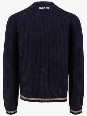 Ajour Web Cotton Knit Cardigan Navy