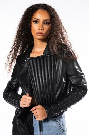 ALL THE RIGHT SEAMS MOTO JACKET WITH PINK LINING