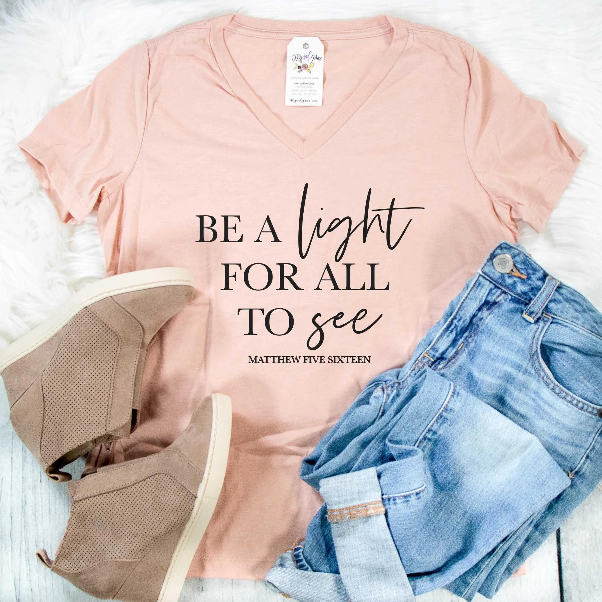 Be a Light for All to See Ladies V-Neck