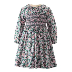 Berry Floral Smocked Dress