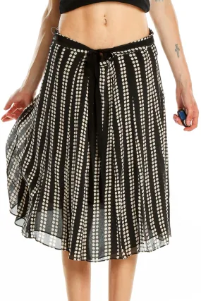 Black and White Polka Dot Pleated Midi Skirt