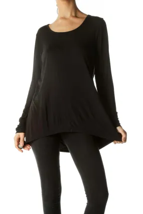 Black Relaxed Long Sleeve Top