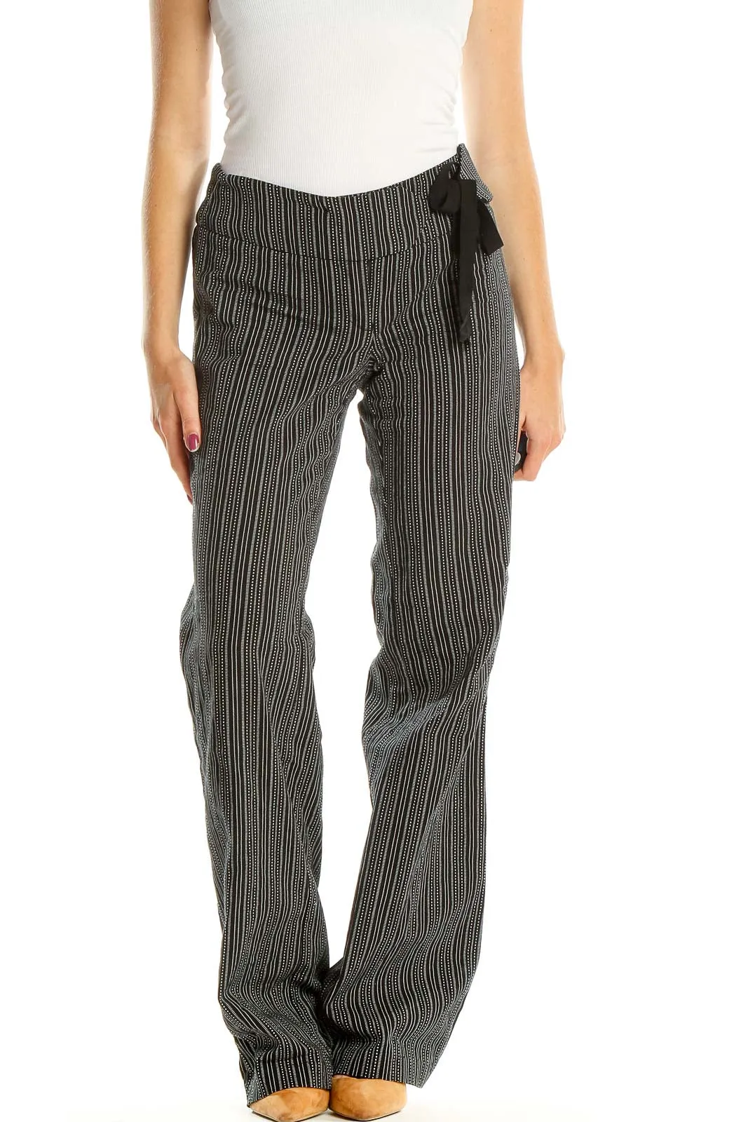 Black Striped Wide Leg Pants