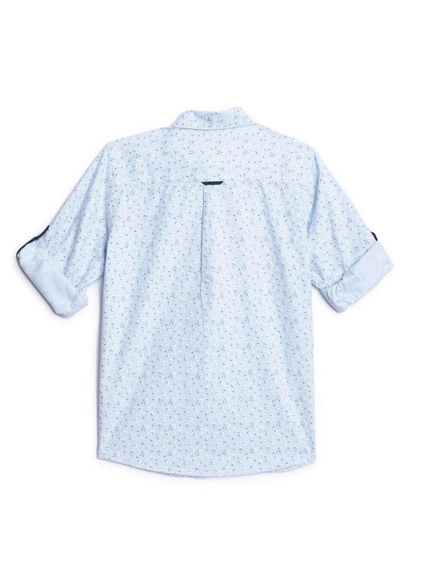 Boys Casual Light Blue Full Sleeve with Tab  Shirt