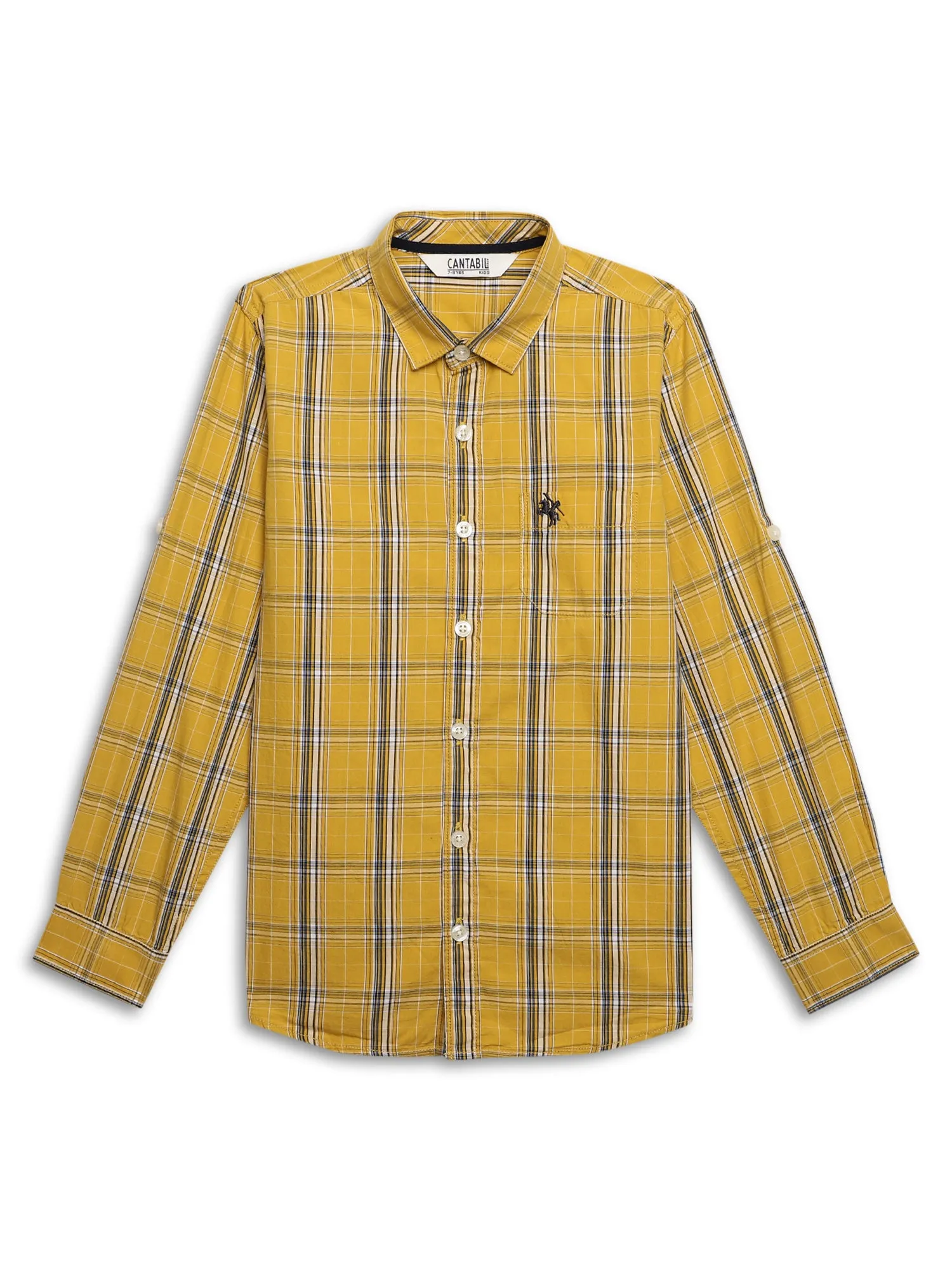 Boys Casual Mustard Full Sleeve with Tab  Shirt