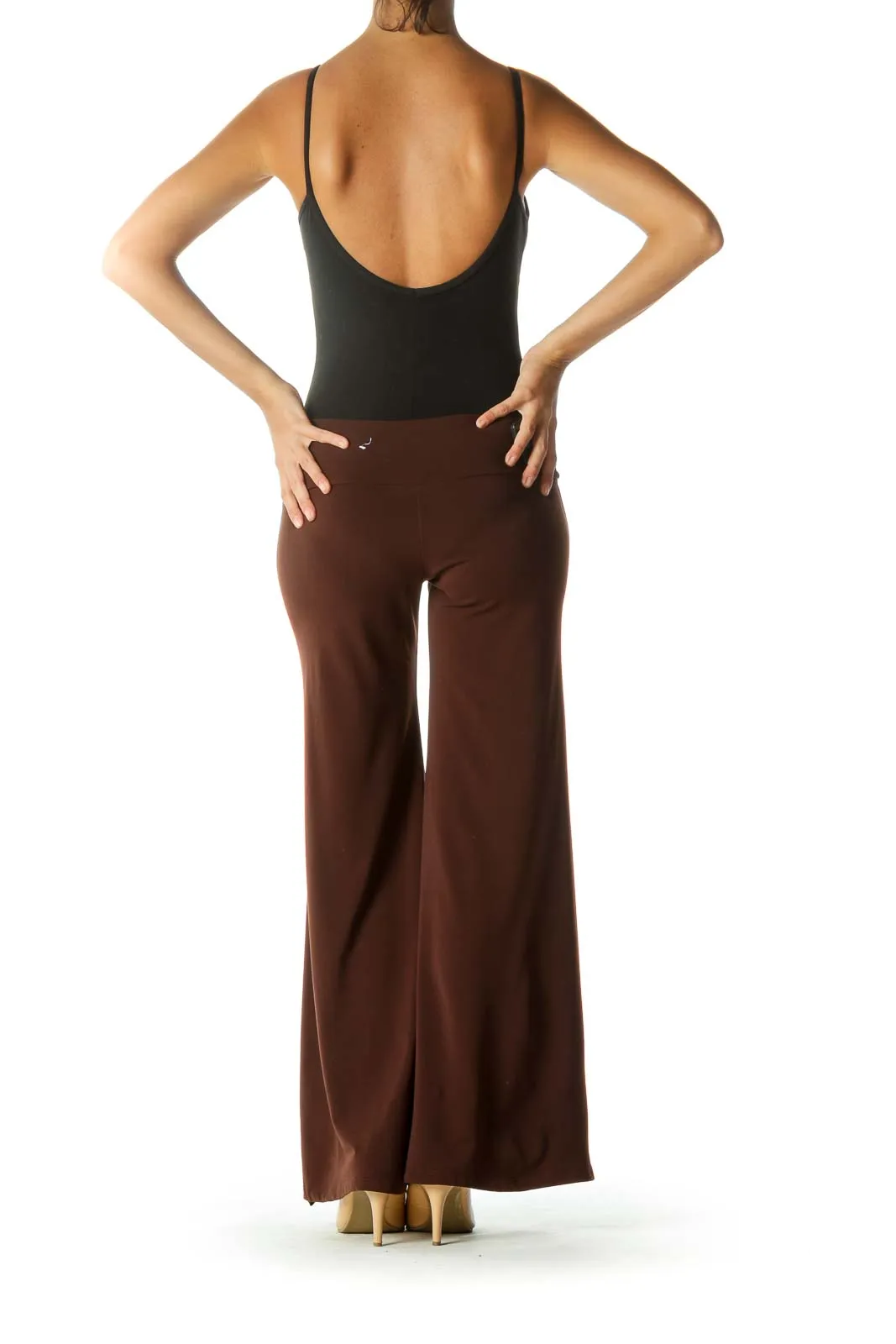 Brown Wide-Leg Cropped Pant