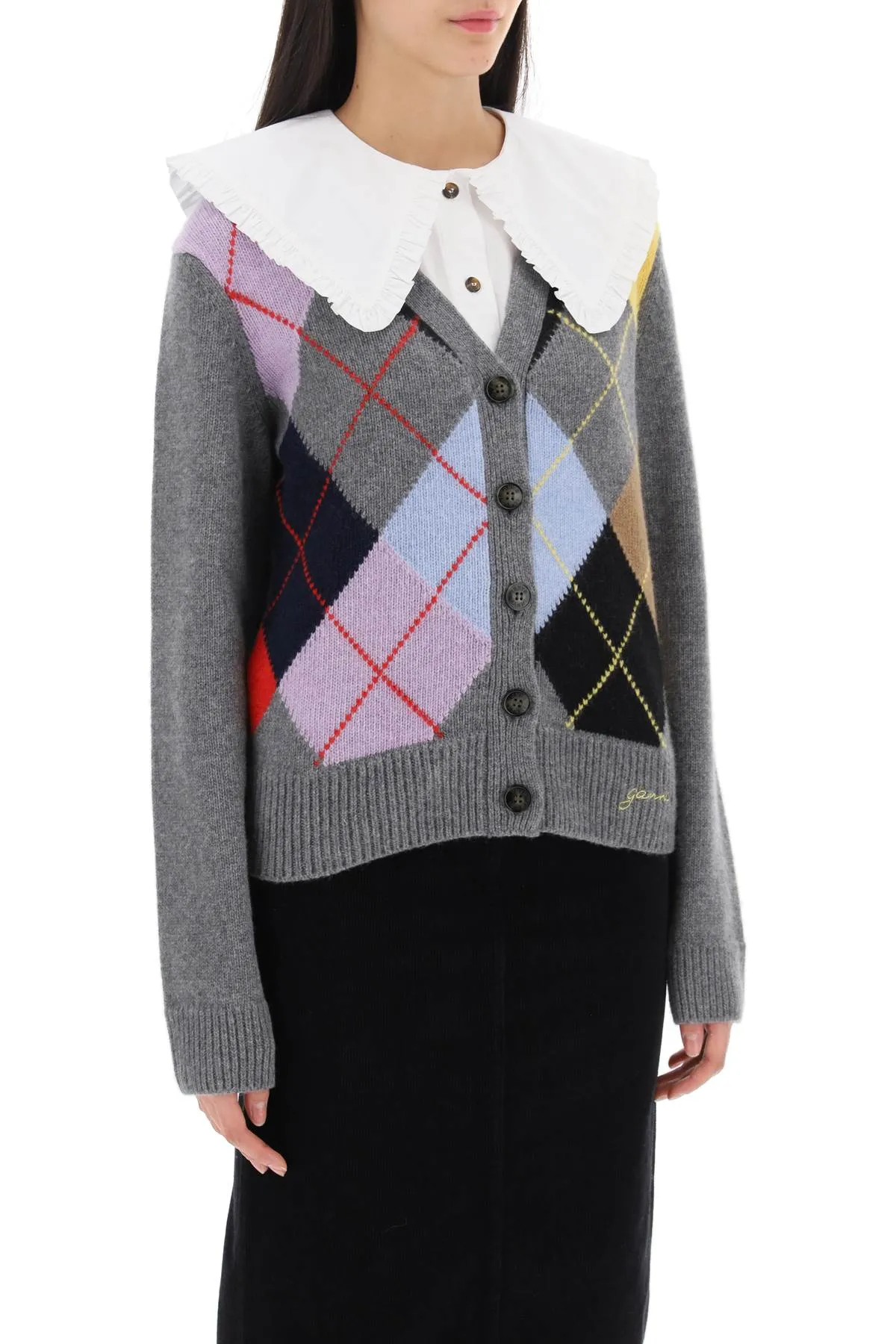 cardigan with argyle pattern