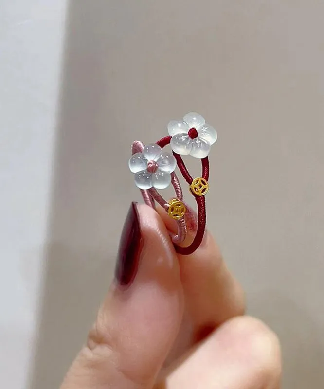 Chinese Style Mulberry Hand Woven Glaze Floral Rings PO001