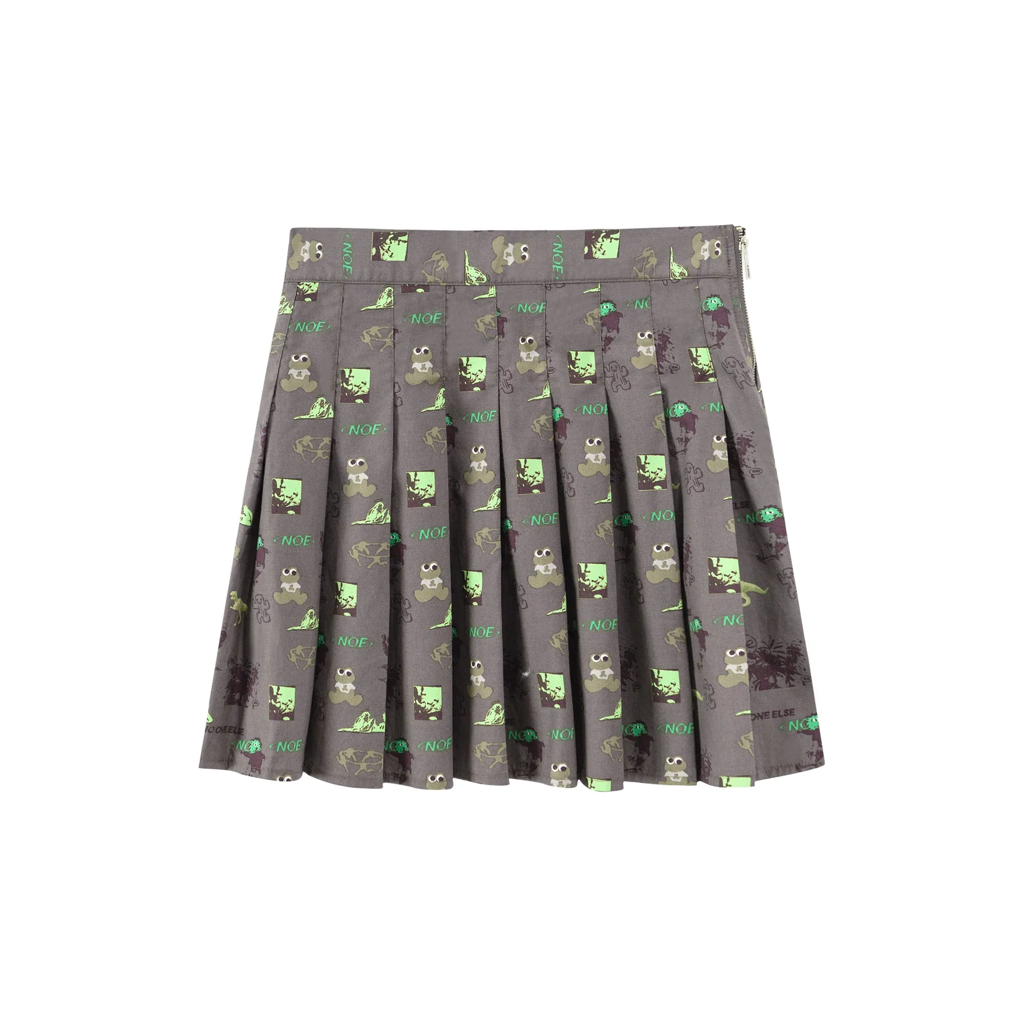 Confused Frog Print Mini Skirt