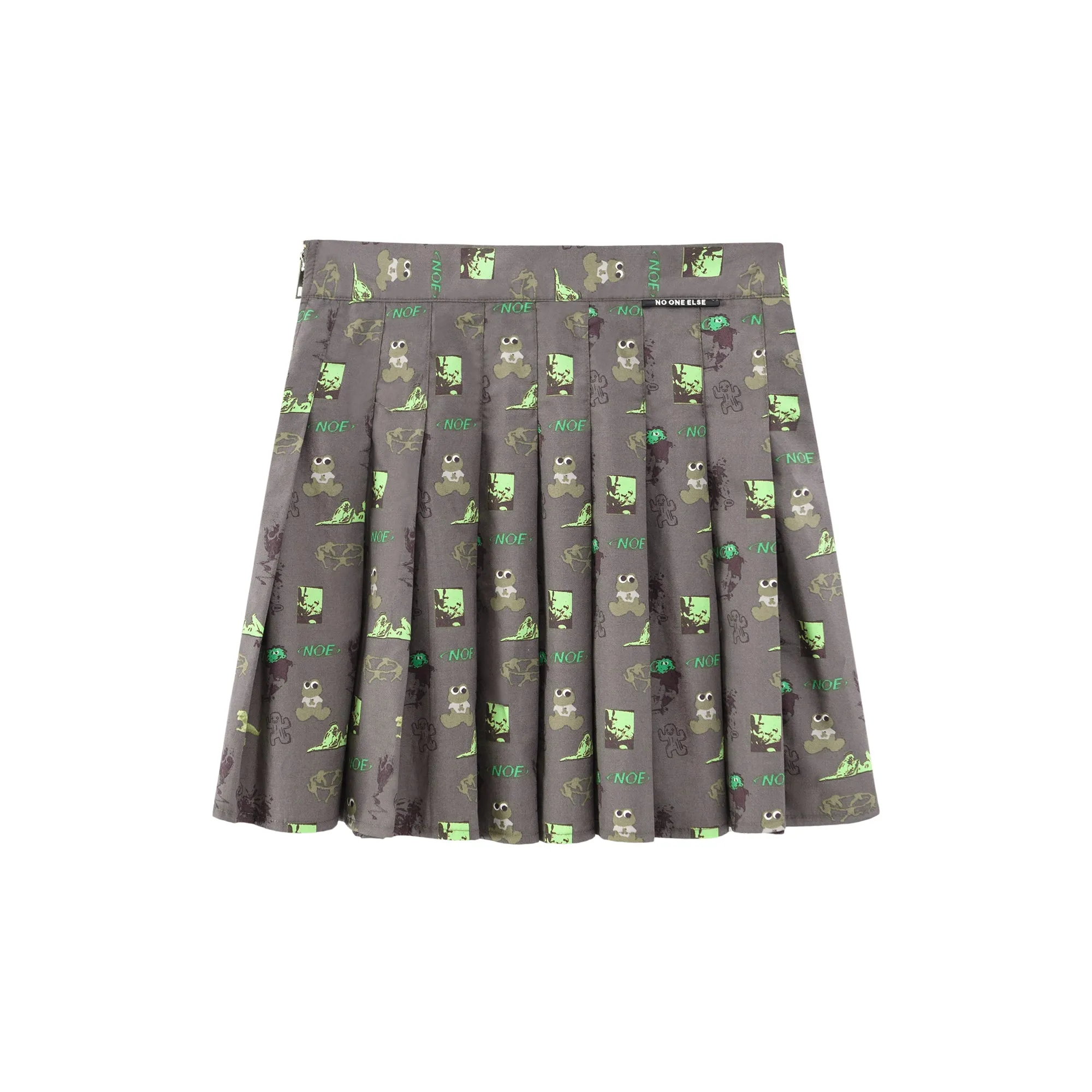 Confused Frog Print Mini Skirt