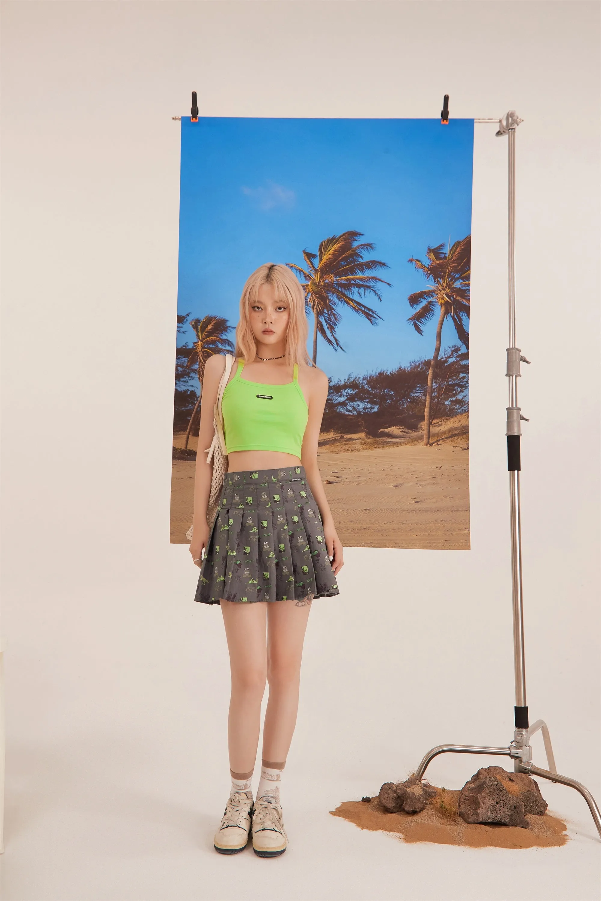 Confused Frog Print Mini Skirt