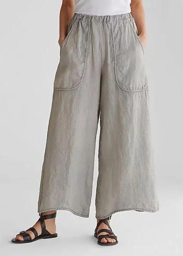 Cotton Linen Loose Wide Leg Casual Pants