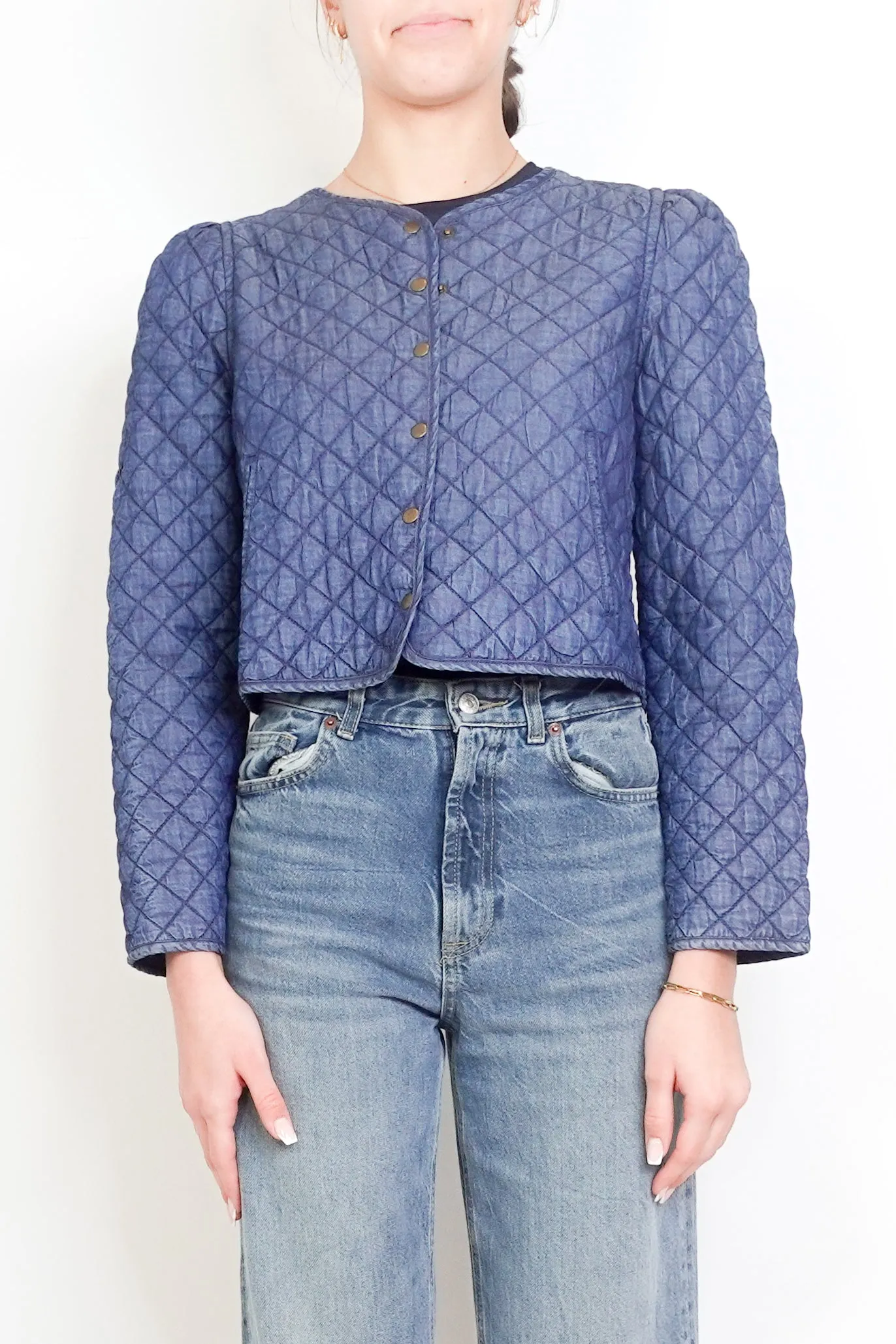 Cropped Quilted Blue Jacket RRP £295