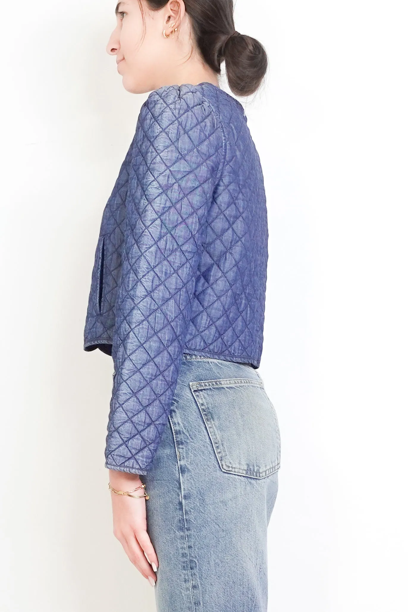 Cropped Quilted Blue Jacket RRP £295