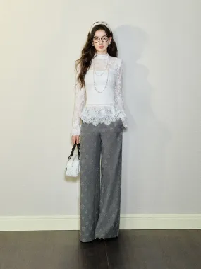 Embossed Wide Leg Pants