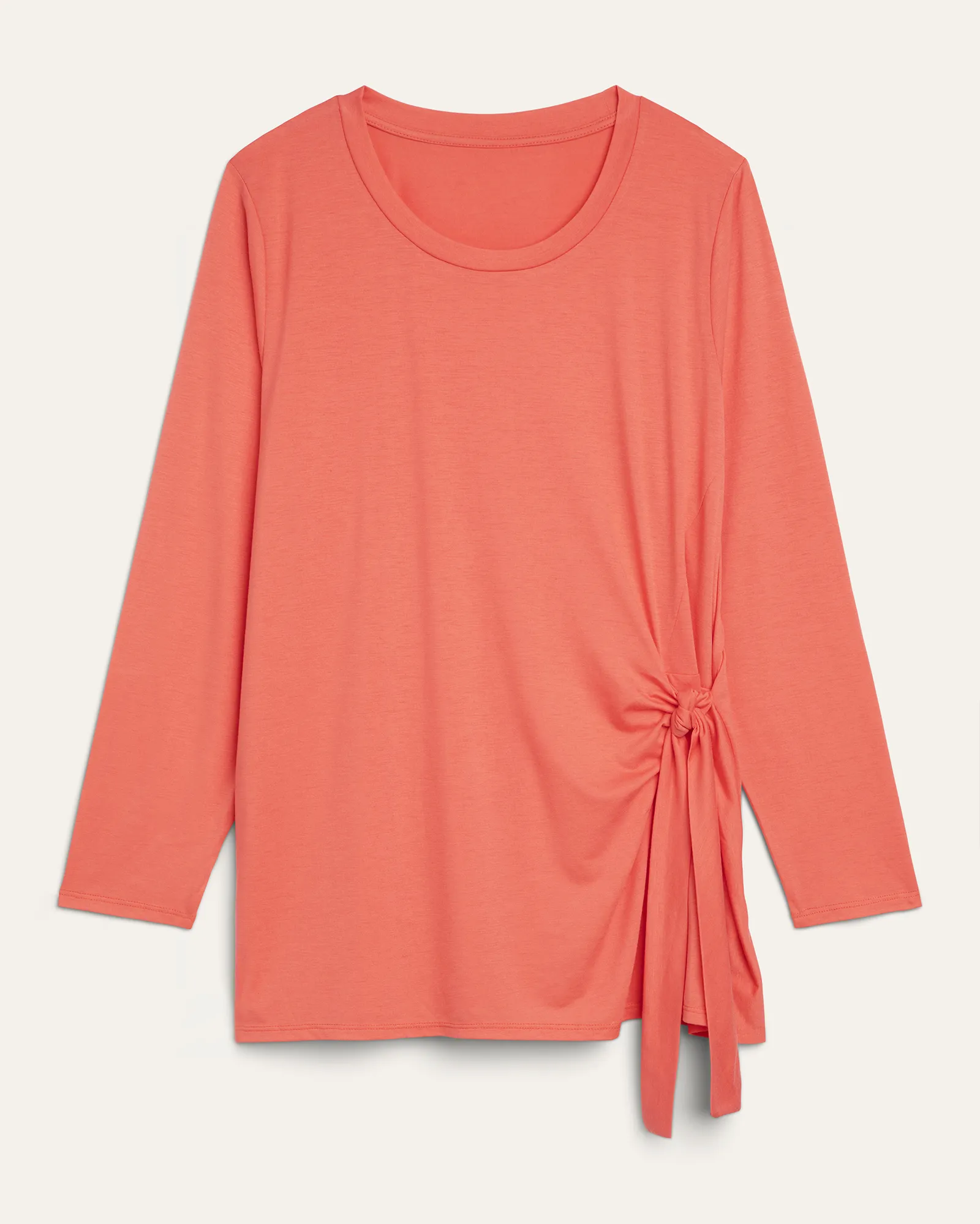 Ezra Long-Sleeve Side-Knot Tee | Orange