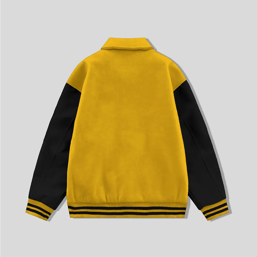 Gold Byron Collar Varsity Jacket with Black Sleeves - Jack N Hoods