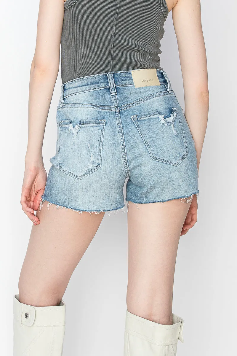 HIGH RISE STRETCH DENIM SHORTS