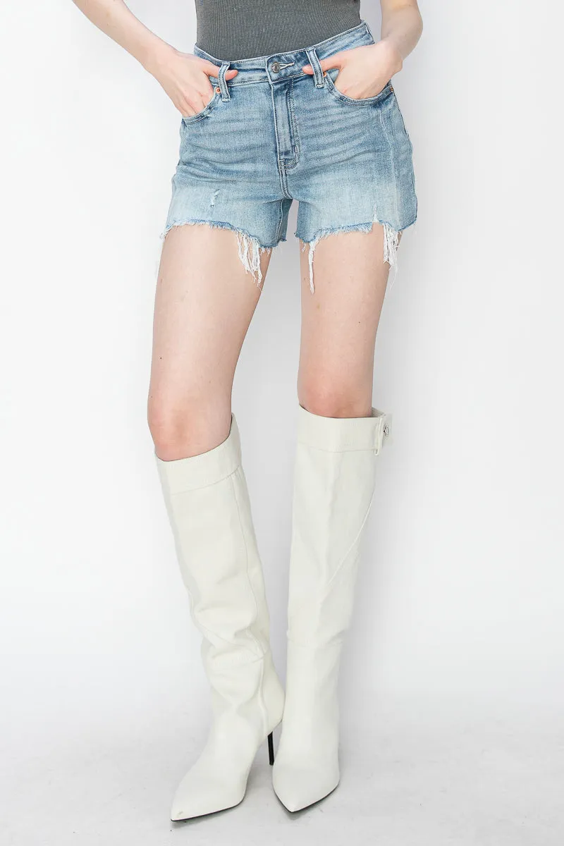 HIGH RISE STRETCH DENIM SHORTS