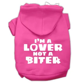 I'm A Lover Not A Biter Screen Printed Dog Pet Hoodies Bright Pink Size Med (12)