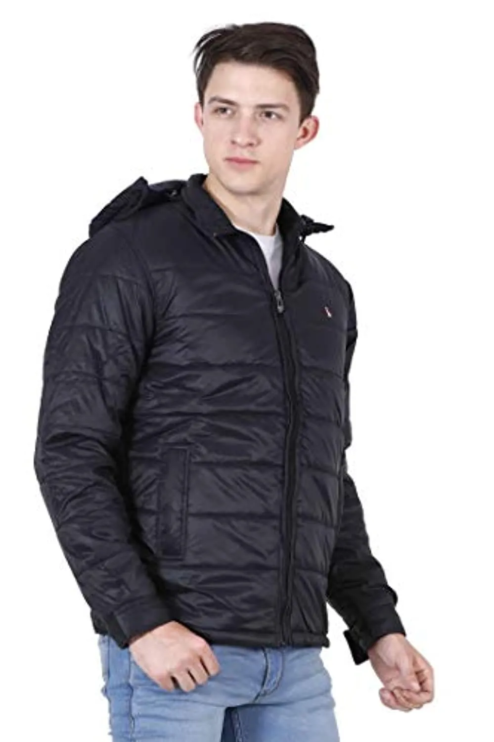 Light Weight Quilted Removable Hood Slim Fit Jacket