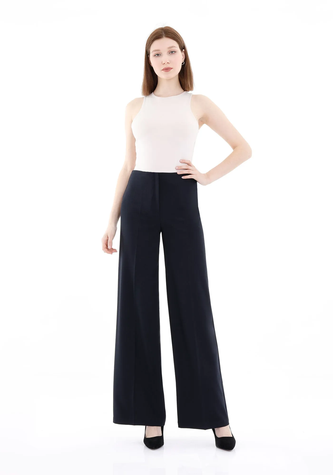 Navy Wide-Leg Pants for a Sleek and Stylish Look