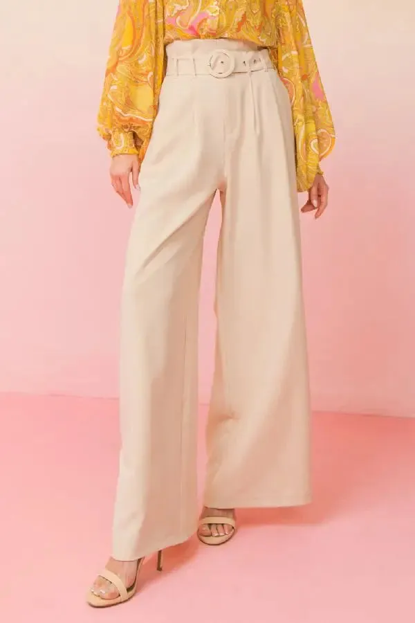 Olive Woven Wide Leg Trouser Pants