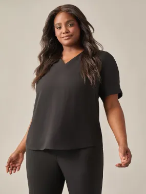 Plus Size Everyday V-Neck Blouse, Black