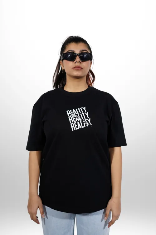 "Reality" Oversized Black T-Shirt By DemonWear for Her