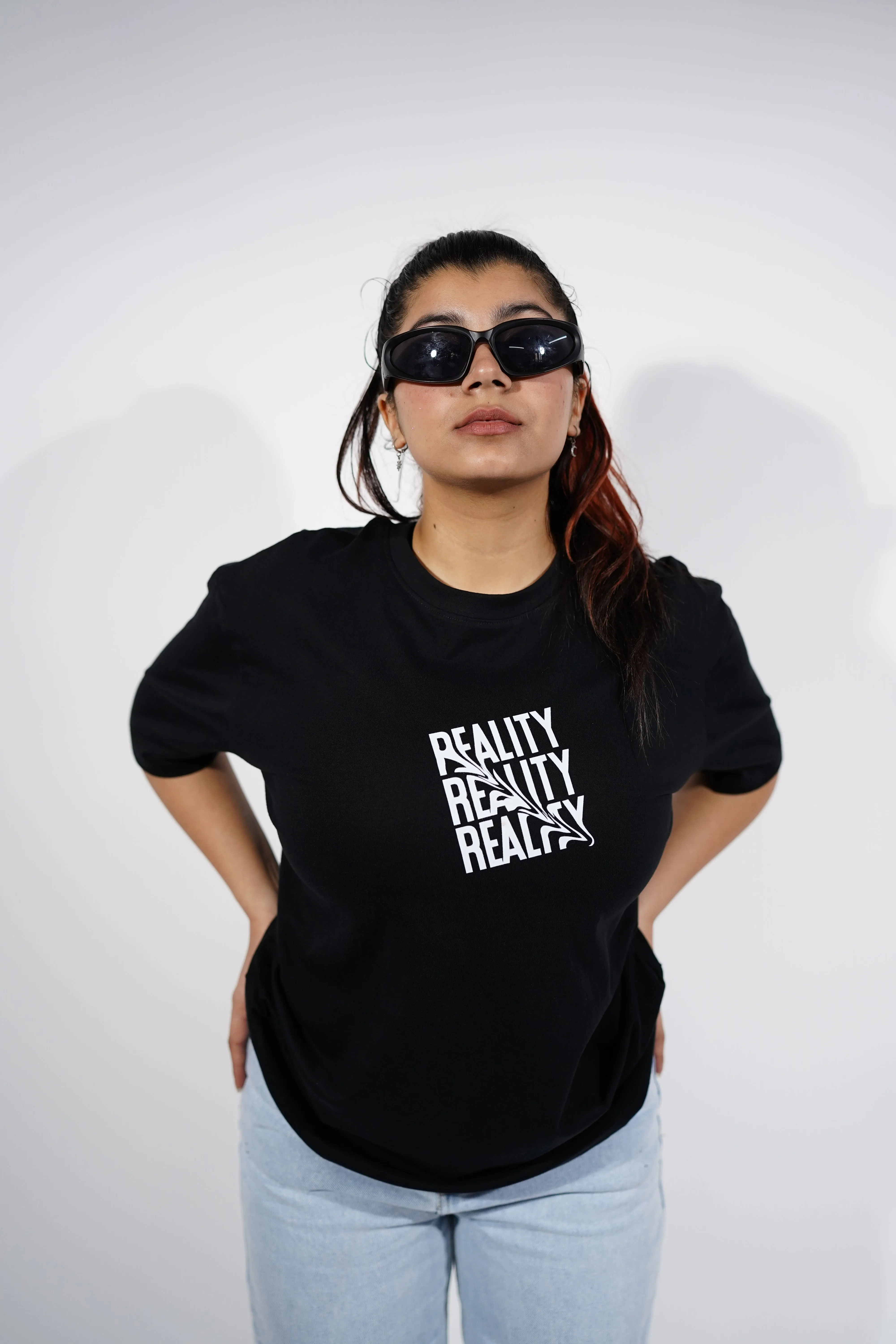 "Reality" Oversized Black T-Shirt By DemonWear for Her