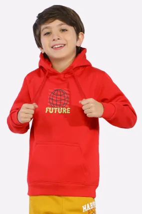 Red Printed Boys Hoodies