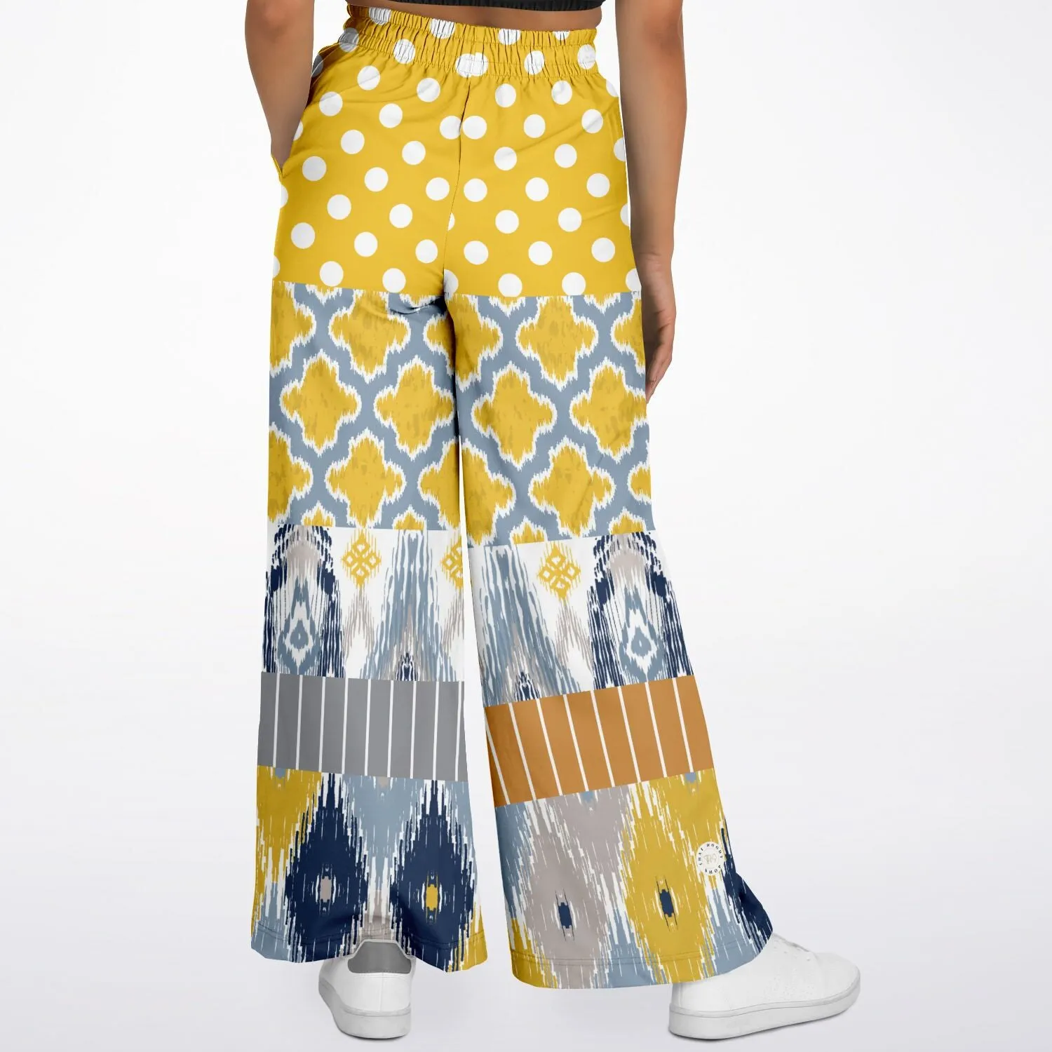 Tallullah Bankhead Ikat Polka Dot Eco-Poly Wide Leg Pants