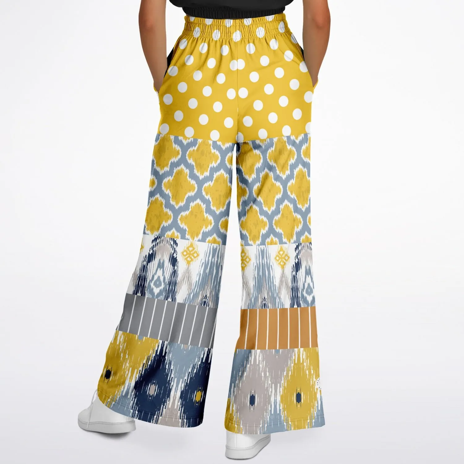 Tallullah Bankhead Ikat Polka Dot Eco-Poly Wide Leg Pants