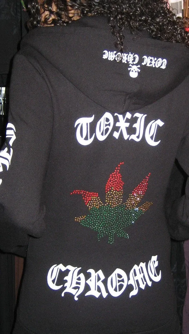 Toxic Chrome Pot Leaf Hoodie Unisex Black