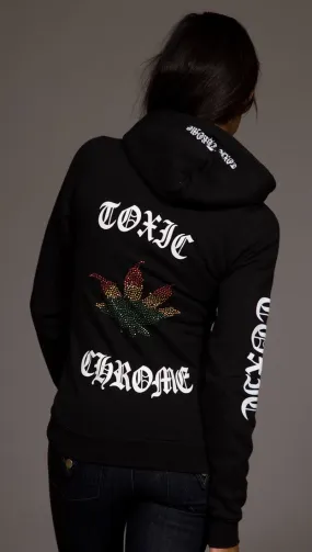 Toxic Chrome Pot Leaf Hoodie Unisex Black