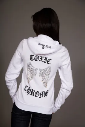 Toxic Chrome Wings Hoodie Unisex White