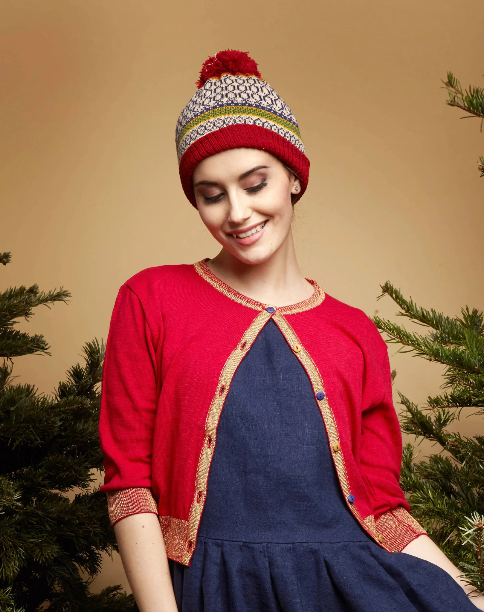 Vera - Red Sparkly - Organic Cotton Cardigan