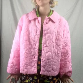 Vintage 50s 60s | Pink Quilted Babydoll Pegnoir Nighty Robe Bed Jacket Free Size