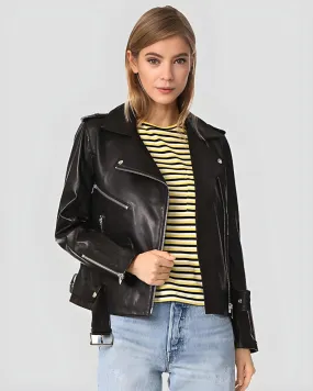 Whitley Black Biker Leather Jacket