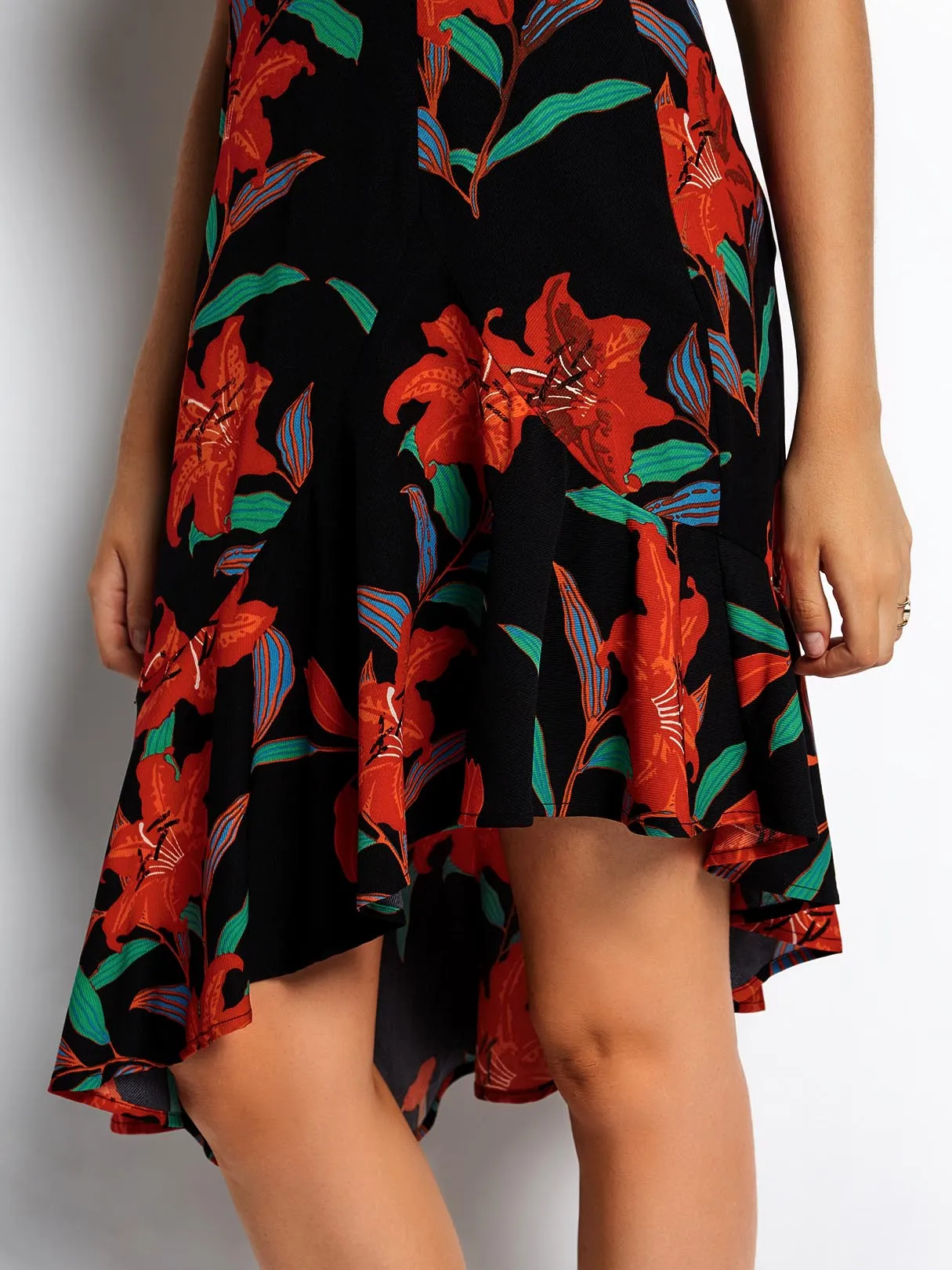 Wholesale Black Sleeveless Floral Print Dresses