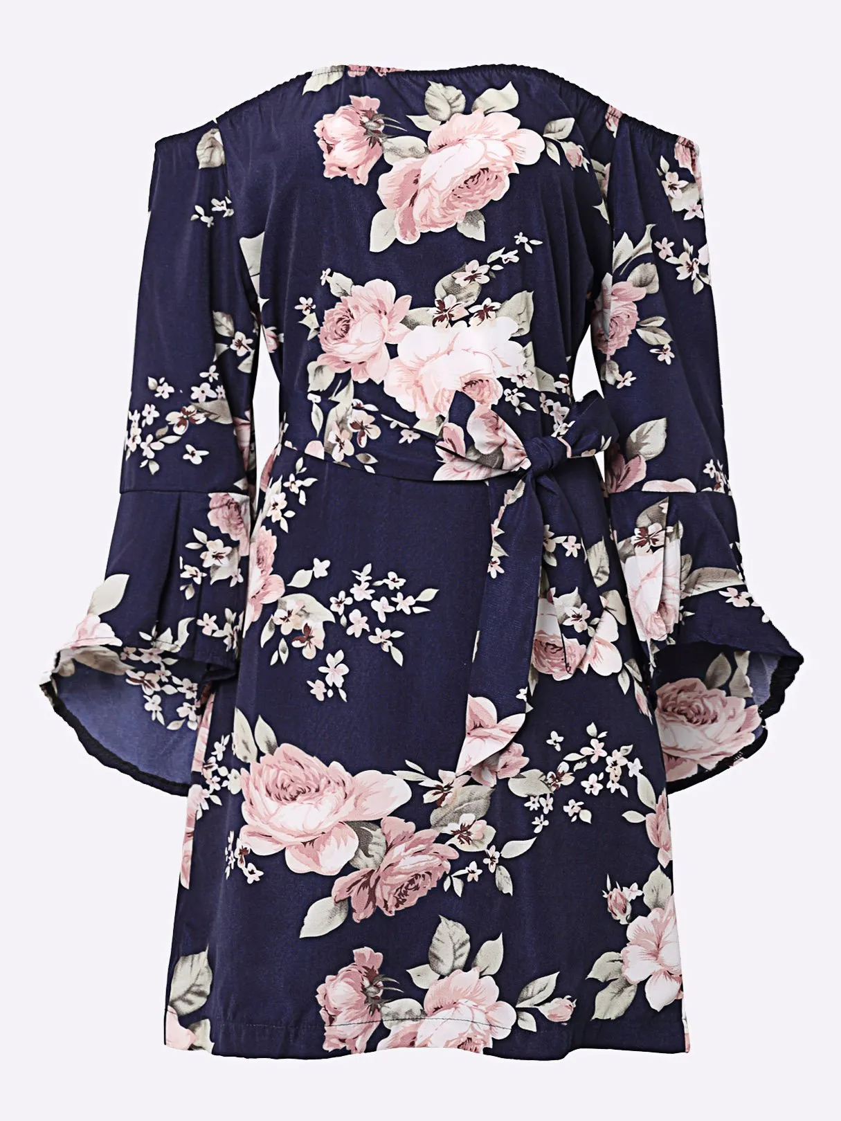 Wholesale Off The Shoulder Floral Print 3/4 Length Sleeve Dresses