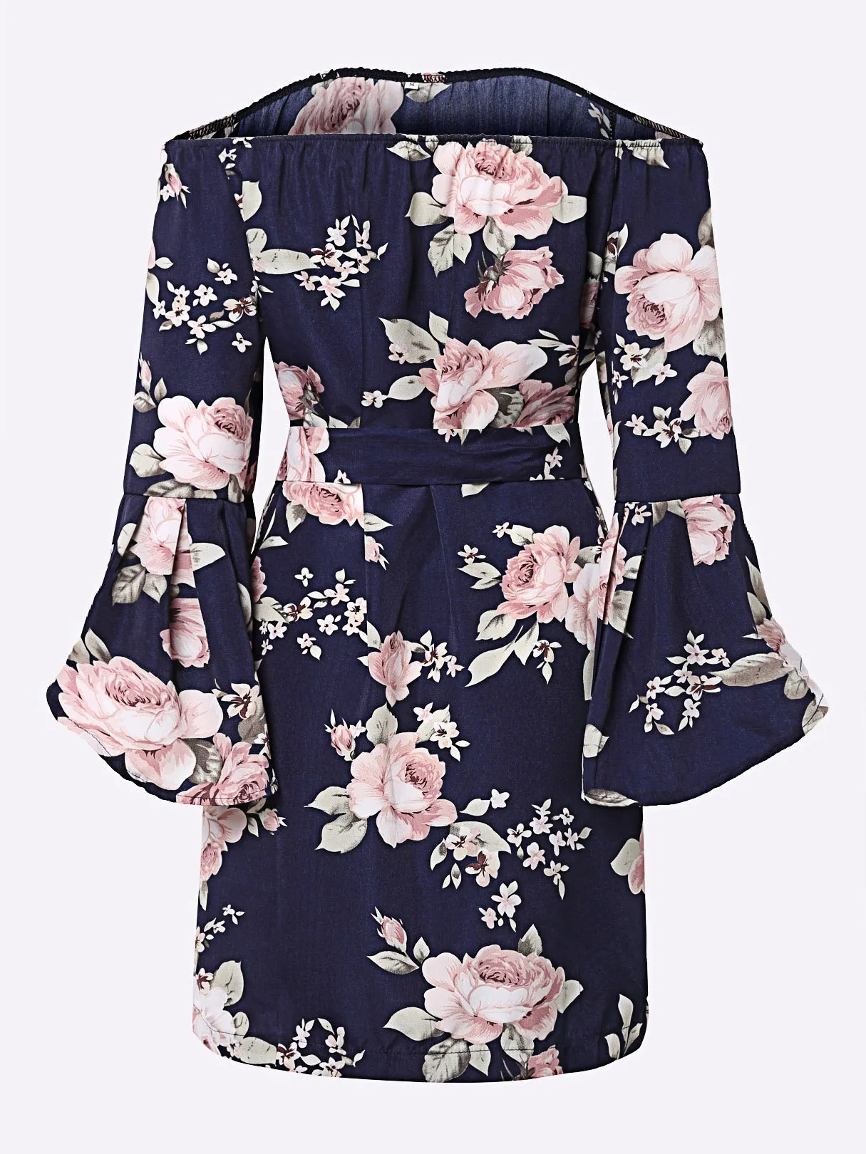 Wholesale Off The Shoulder Floral Print 3/4 Length Sleeve Dresses