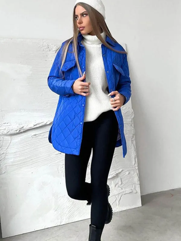 Winter Cotton Longline Tie-Belt Coat Quilted Jacket