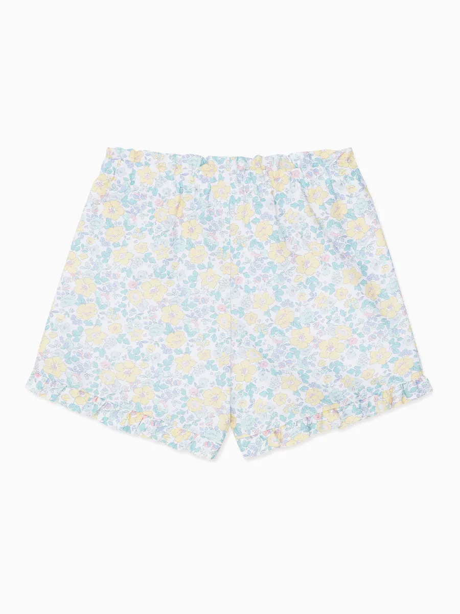 Yellow Floral Flores Girl Cotton Shorts